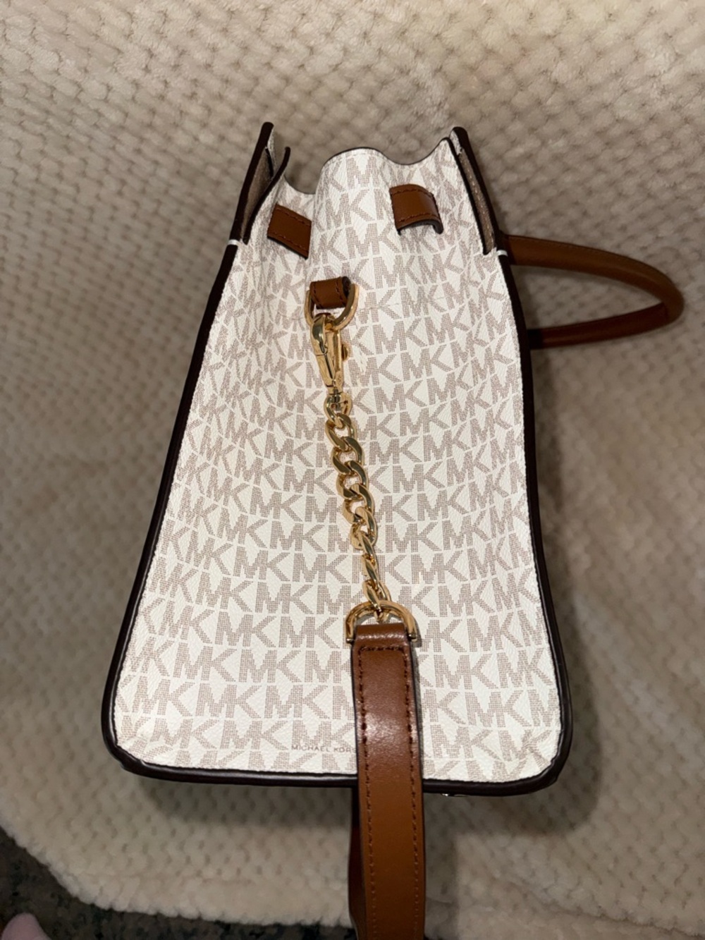 Michael Kors White, Pink & Brown Nouveau Hamilton Purse - Picture 9 of 11